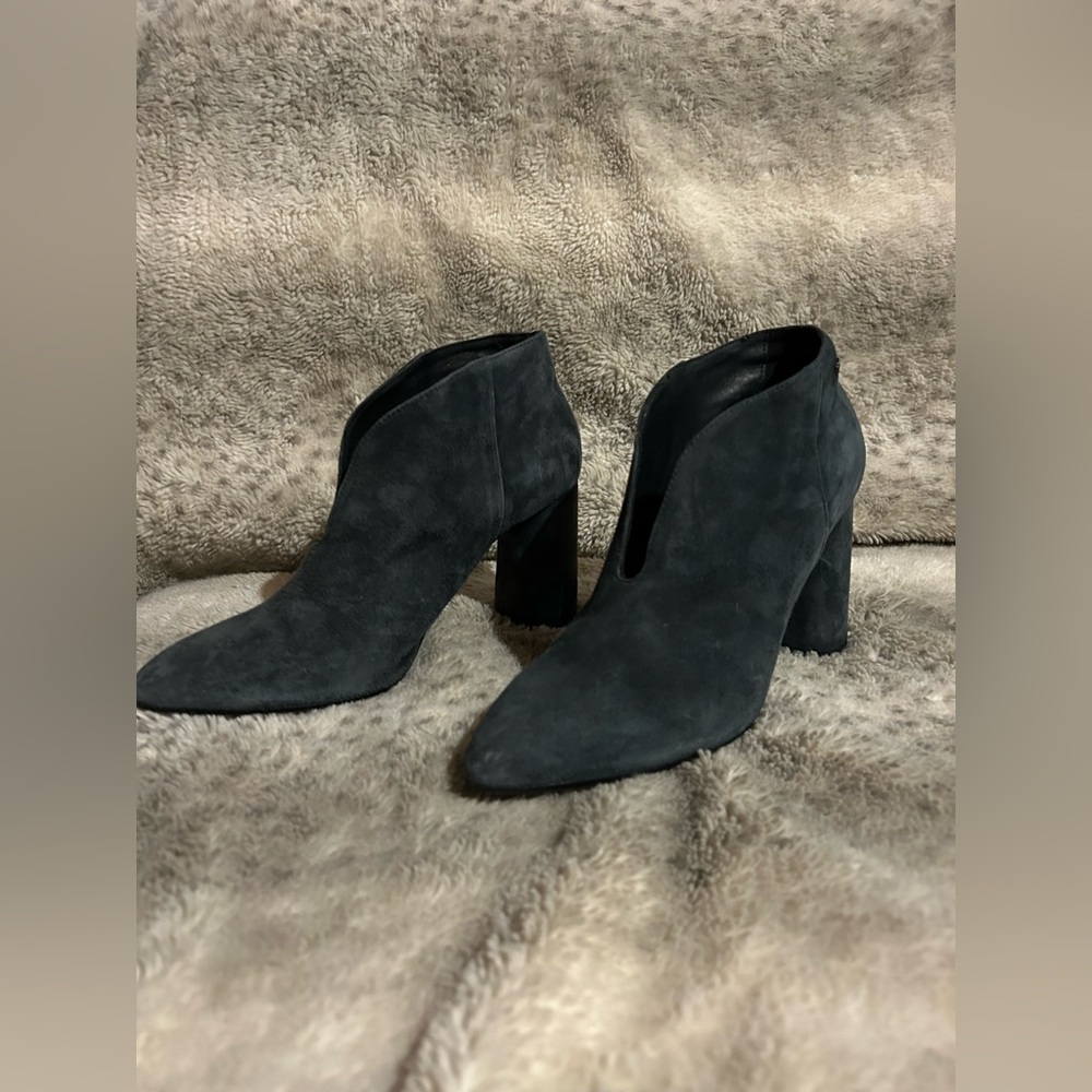 Elegant Blue Suede Ankle Boots. Made in Italy